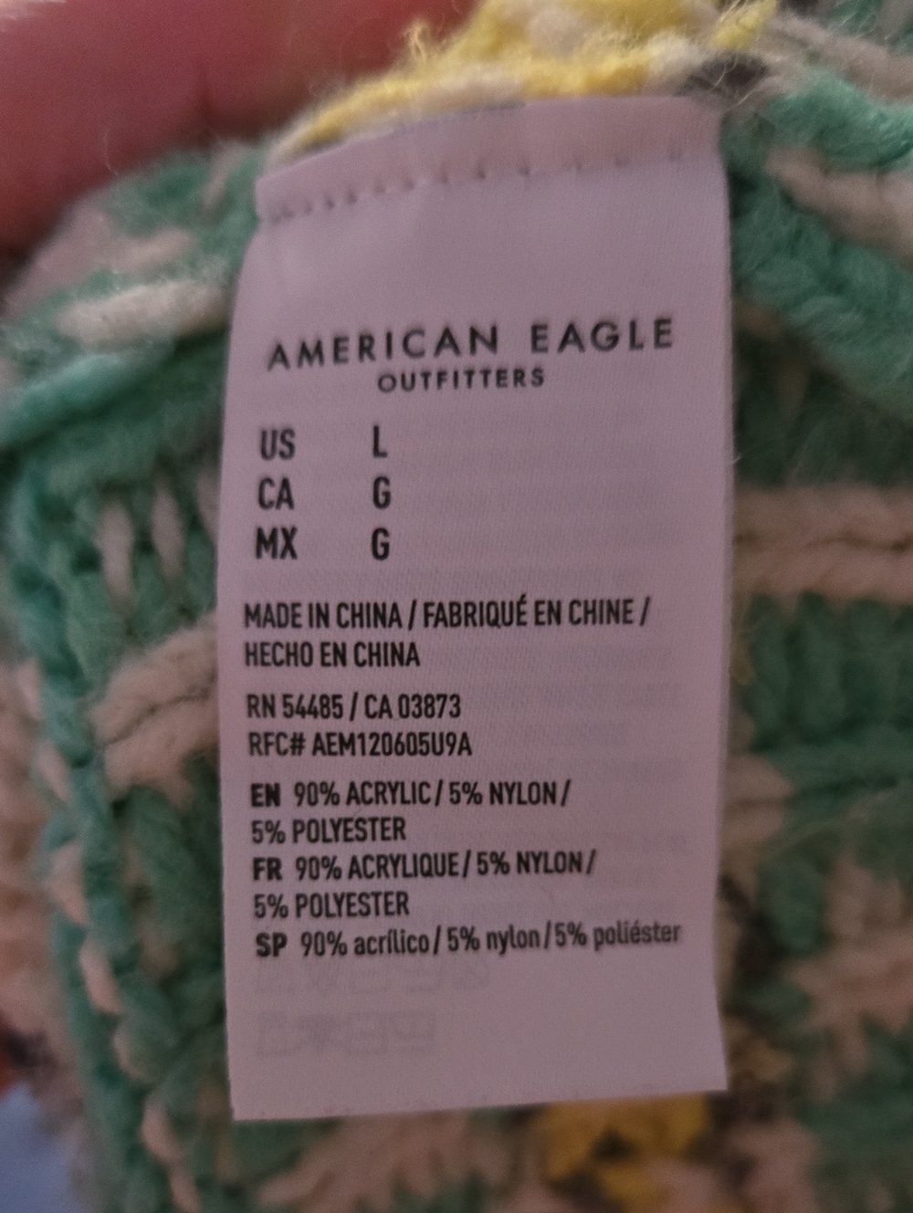 America Eagle 1990's Turtleneck Fair Isle Sweater - Ivory & Mint - Picture 6 of 6